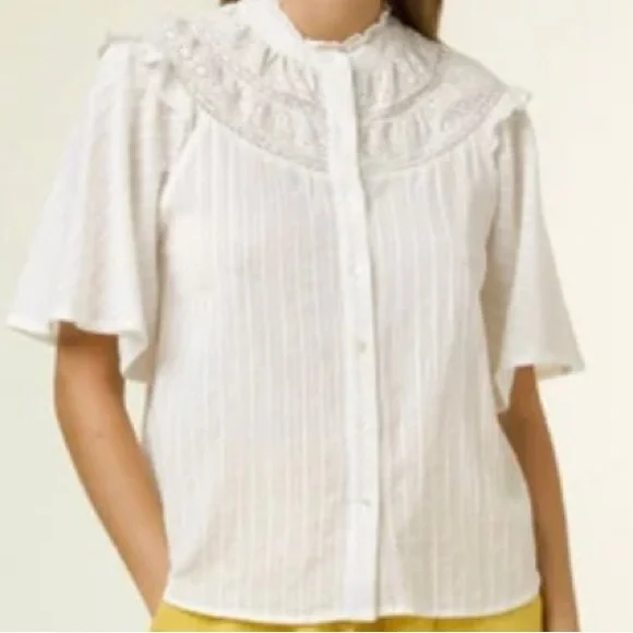 BNWT FRNCH Aude Top - Blanc - Picture 2 of 4